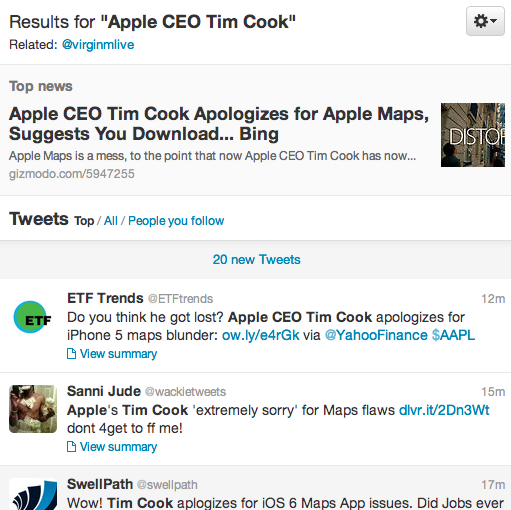 Trending topic twitter feed