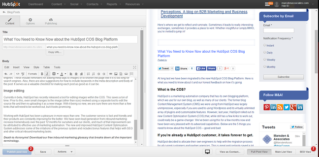 HubSpot COs, blog platoform, CMS