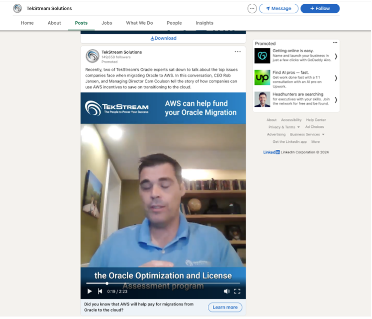 Example of LinkedIn Video Ad