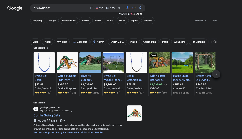 Google Search Ad Example
